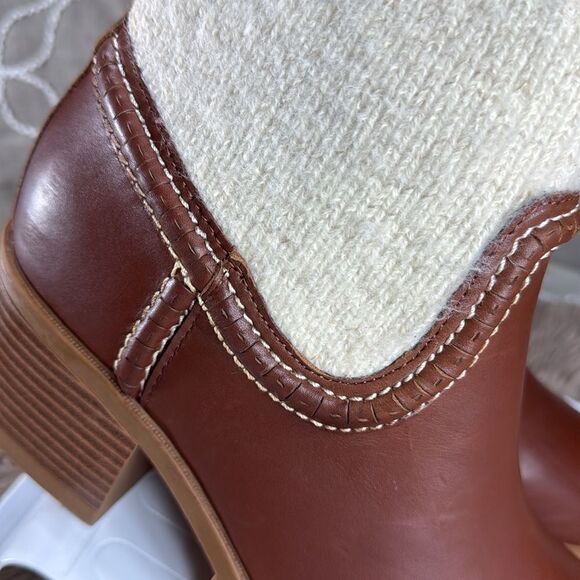 (Z3) NINE WEST Popit casual ankle boots, leather and sock, size 9M - Picture 2 of 10